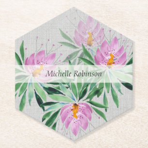 Dessous-de-verre En Papier Fleur de lotus aquarelle personnalisée Professionn