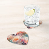 Dessous-de-verre En Papier Fleur de Rosée Rouge Pêche Orange  (En situation)