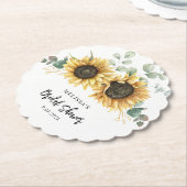 Dessous-de-verre En Papier Fleur de tournesol Script Mariage Shower (Incliné)