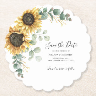 Dessous-de-verre En Papier Fleur d'eau de tournesol aquarelle Enregistrer la