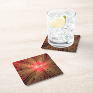 Dessous-de-verre En Papier Fleur fractale de fansy rouge