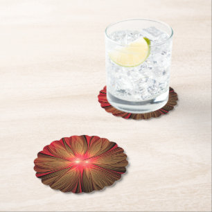 Dessous-de-verre En Papier Fleur fractale de fansy rouge