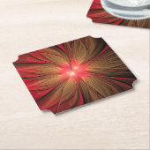 Dessous-de-verre En Papier Fleur fractale de fansy rouge (Incliné)