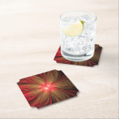 Dessous-de-verre En Papier Fleur fractale de fansy rouge (En situation)
