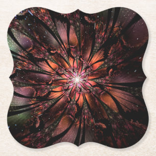 Dessous-de-verre En Papier Fleur imaginaire fractale douce et tendresse