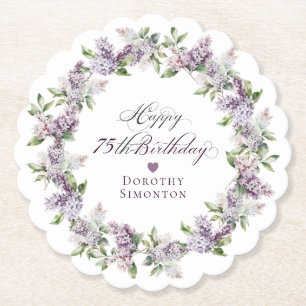 Dessous-de-verre En Papier Fleur Lilac violet 75e anniversaire personnalisée