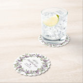 Dessous-de-verre En Papier Fleur Lilac violette personnalisée 25e anniversair (En situation)