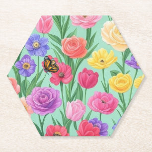 Dessous-de-verre En Papier Fleur rose printanière colorée