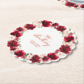 Dessous-de-verre En Papier Fleur rose rouge 70e fête d'anniversaire personnal (Incliné)