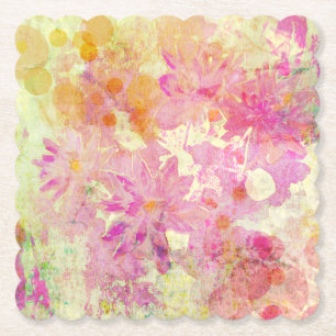 Dessous-de-verre En Papier Fleurs aquarelle rose