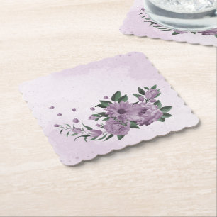 Dessous-de-verre En Papier fleurs botaniques violettes romantiques