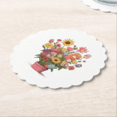 Dessous-de-verre En Papier Fleurs, bouquet, pot de fleurs (Incliné)