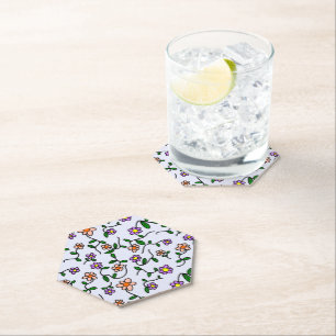Dessous-de-verre En Papier Fleurs Colorées, Motif Floral, Feuillage, Boho