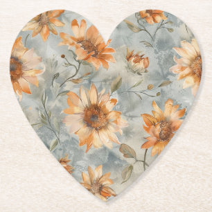 Dessous-de-verre En Papier Fleurs de Crème Orange Bleue Baby Shower de Mariée