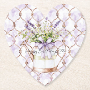 Dessous-de-verre En Papier Fleurs de Lavande Nœud Papillon Anniversaire