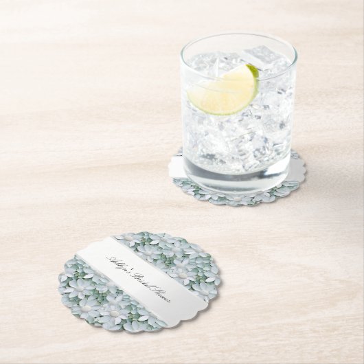 Dessous-de-verre En Papier Fleurs de Lotus Blanc Mariage  (En situation)