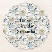 Dessous-de-verre En Papier Fleurs de Lotus Bleues Blances (Devant)