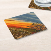 Dessous-de-verre En Papier Fleurs de printemps au coucher du soleil, par Gary (Incliné)