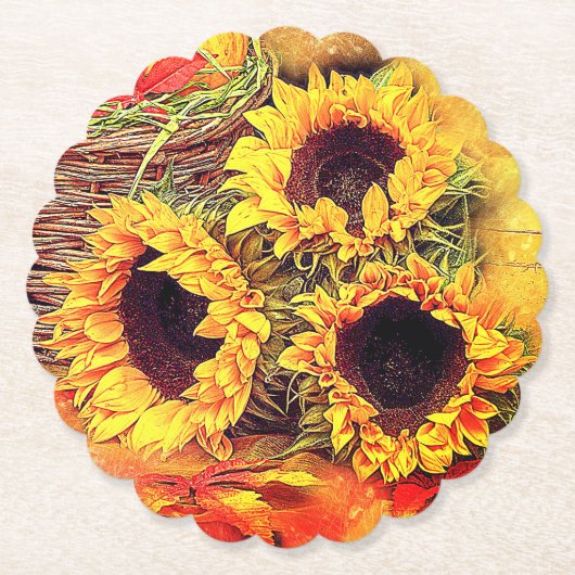 Dessous-de-verre En Papier Fleurs de soleil (Devant)