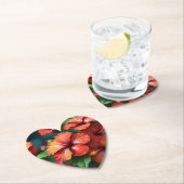 Dessous-de-verre En Papier Fleurs d'Hibiscus rouge vif-76894 (En situation)