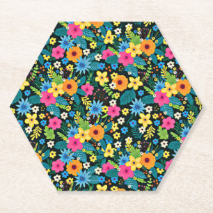 Dessous-de-verre En Papier Fleurs Ditsy Vibrantes Motif Floral Design-43785
