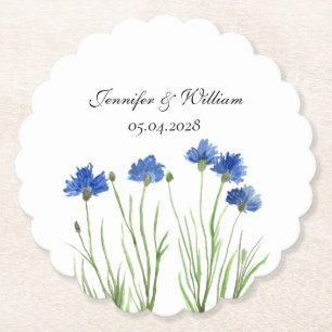 Dessous-de-verre En Papier Fleurs Fleurs sauvages de Cornflowers Mariage d'aq
