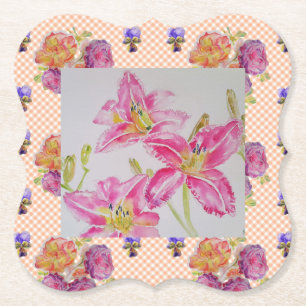 Dessous-de-verre En Papier Fleurs florales Shabby Chic rose Lily En vichy Ros