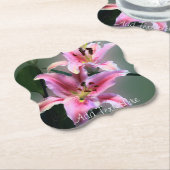 Dessous-de-verre En Papier Fleurs Lys roses et violettes (Incliné)