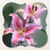 Dessous-de-verre En Papier Fleurs Lys roses et violettes (Devant)