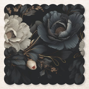 Dessous-de-verre En Papier Fleurs noires et blanches