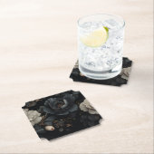 Dessous-de-verre En Papier Fleurs noires et blanches (En situation)