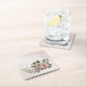 Dessous-de-verre En Papier fleurs romantiques roses et champagne (En situation)