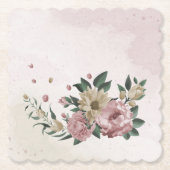 Dessous-de-verre En Papier fleurs romantiques roses et champagne (Devant)