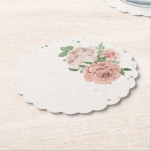 Dessous-de-verre En Papier fleurs roses romantiques et dessous de verre en pa