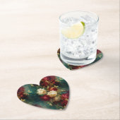 Dessous-de-verre En Papier Fleurs rouges blanches vertes (En situation)