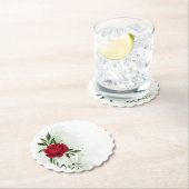 Dessous-de-verre En Papier Fleurs rouges et blanches verdure (En situation)