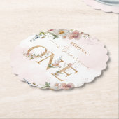 Dessous-de-verre En Papier Fleurs sauvages Wild One roux rose fille anniversa (Incliné)