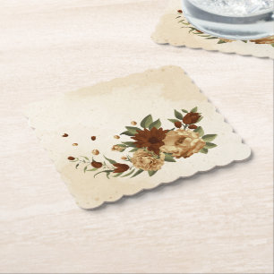 Dessous-de-verre En Papier fleurs verdoyantes en terre cuite rustique