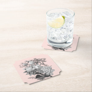 Dessous-de-verre En Papier Fleurs vintages avec rose poussiéreux