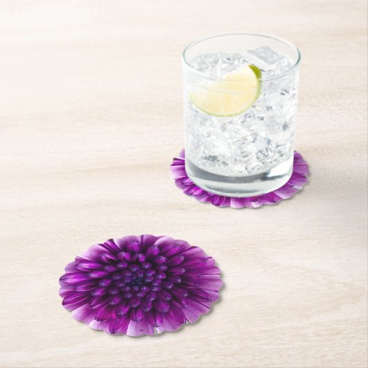 Dessous-de-verre En Papier Fleurs violettes (En situation)