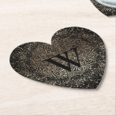 Dessous-de-verre En Papier Flocon de neige à monogramme scintillant or noir (Incliné)