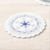 Dessous-de-verre En Papier Flocon de neige rond (Incliné)