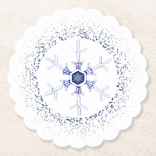 Dessous-de-verre En Papier Flocon de neige rond (Devant)