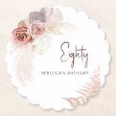 Dessous-de-verre En Papier Floral 80e anniversaire Pampas fête de l'herbe (Devant)