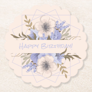 Dessous-de-verre En Papier Floral Anniversaire Pêche Violet Cinq Pétales Rose