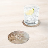 Dessous-de-verre En Papier Floral Boho Beige Blanc (En situation)