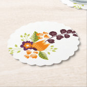 Dessous-de-verre En Papier Floral moderne violet orange (Incliné)