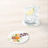 Dessous-de-verre En Papier Floral moderne violet orange (En situation)