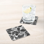 Dessous-de-verre En Papier Floral noir blanc (En situation)