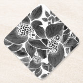 Dessous-de-verre En Papier Floral noir blanc (Devant)